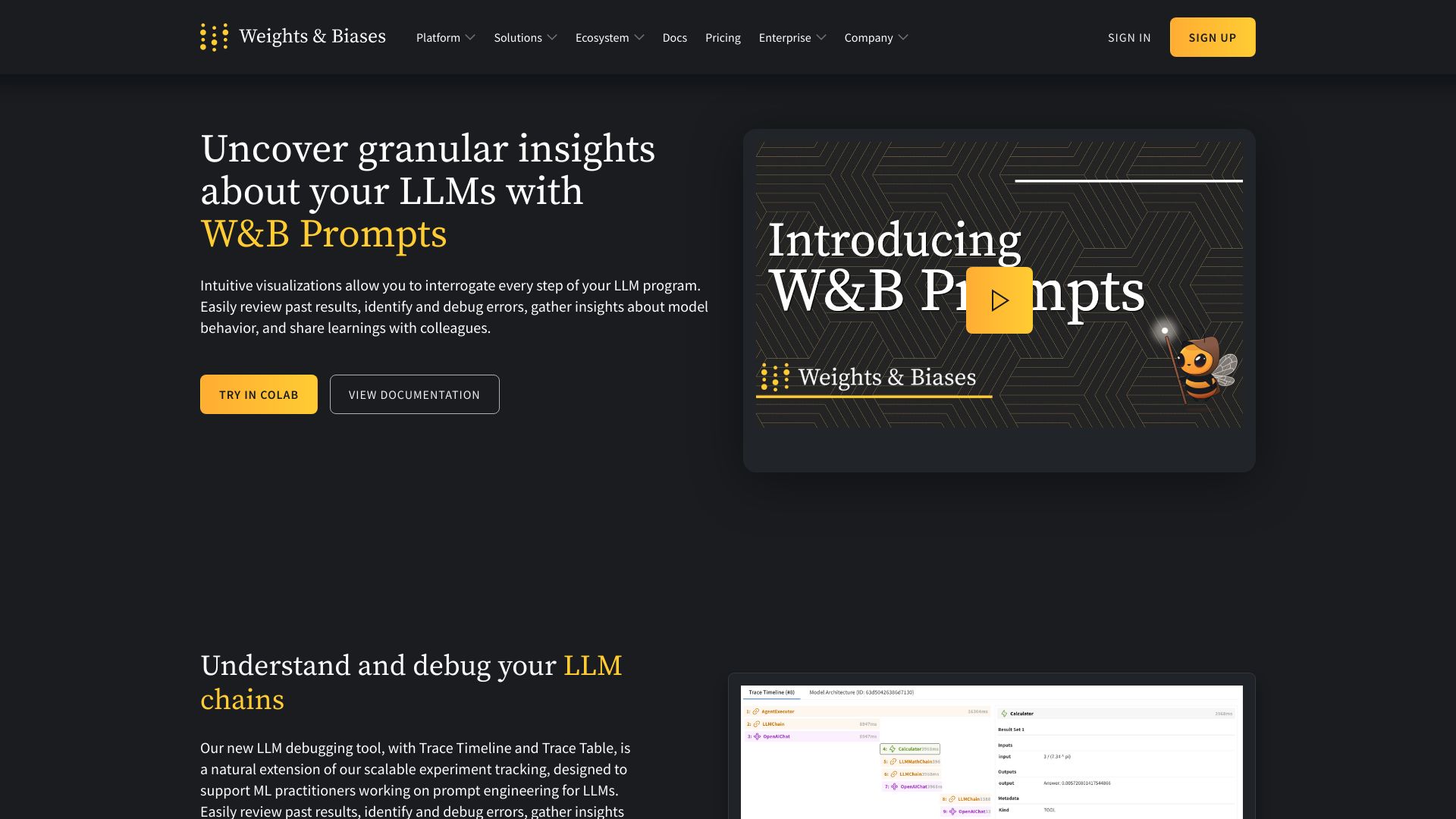 Weights & Biases screenshot