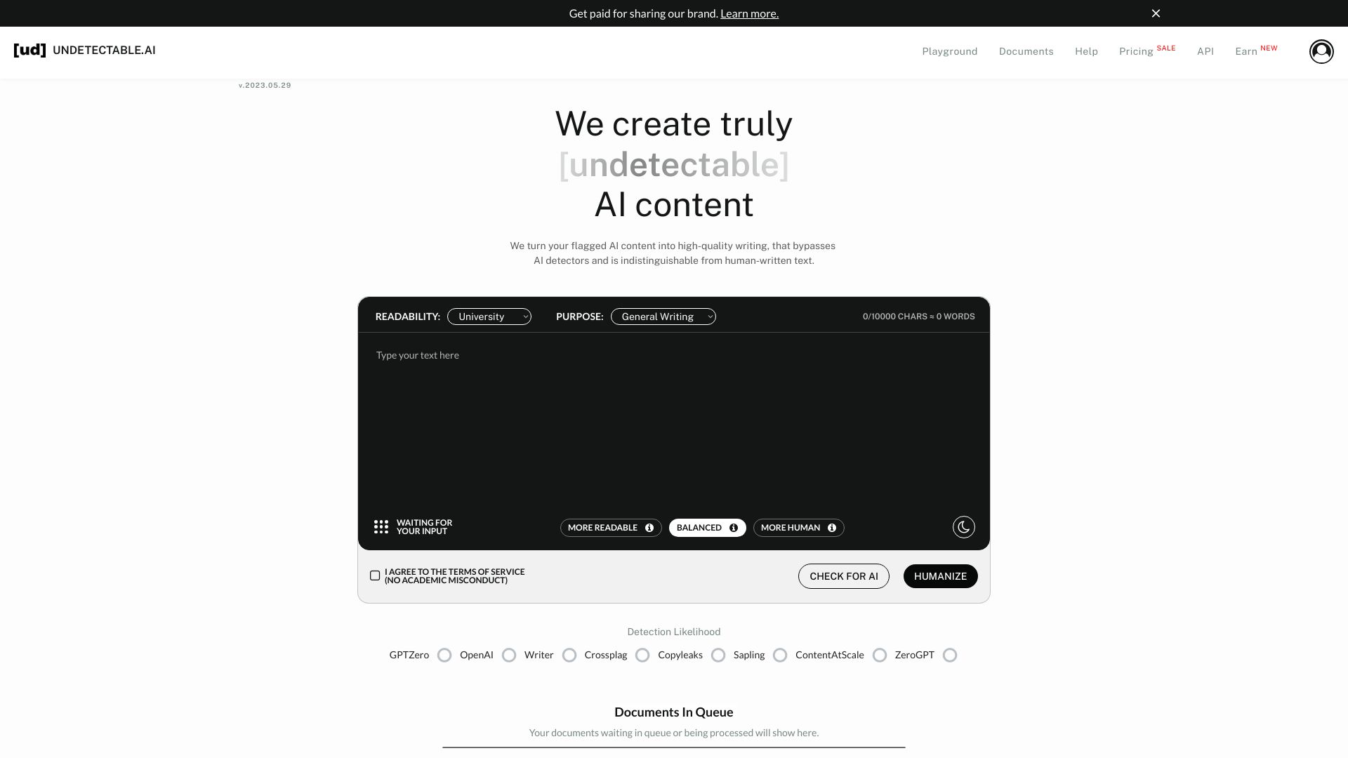 Undetectable AI screenshot