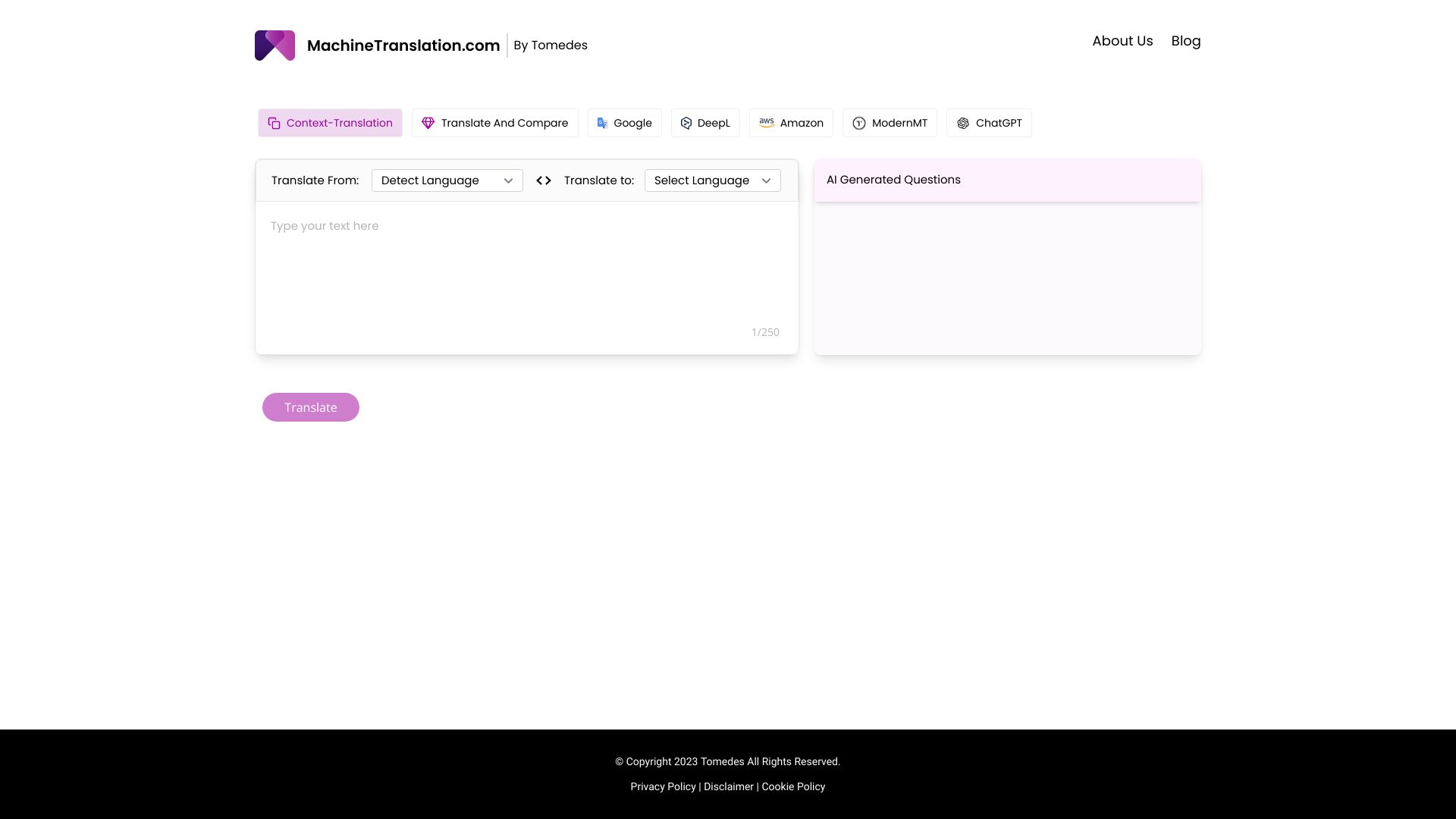 MachineTranslation.com screenshot