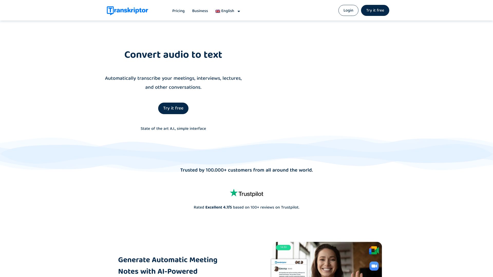 Transkriptor screenshot