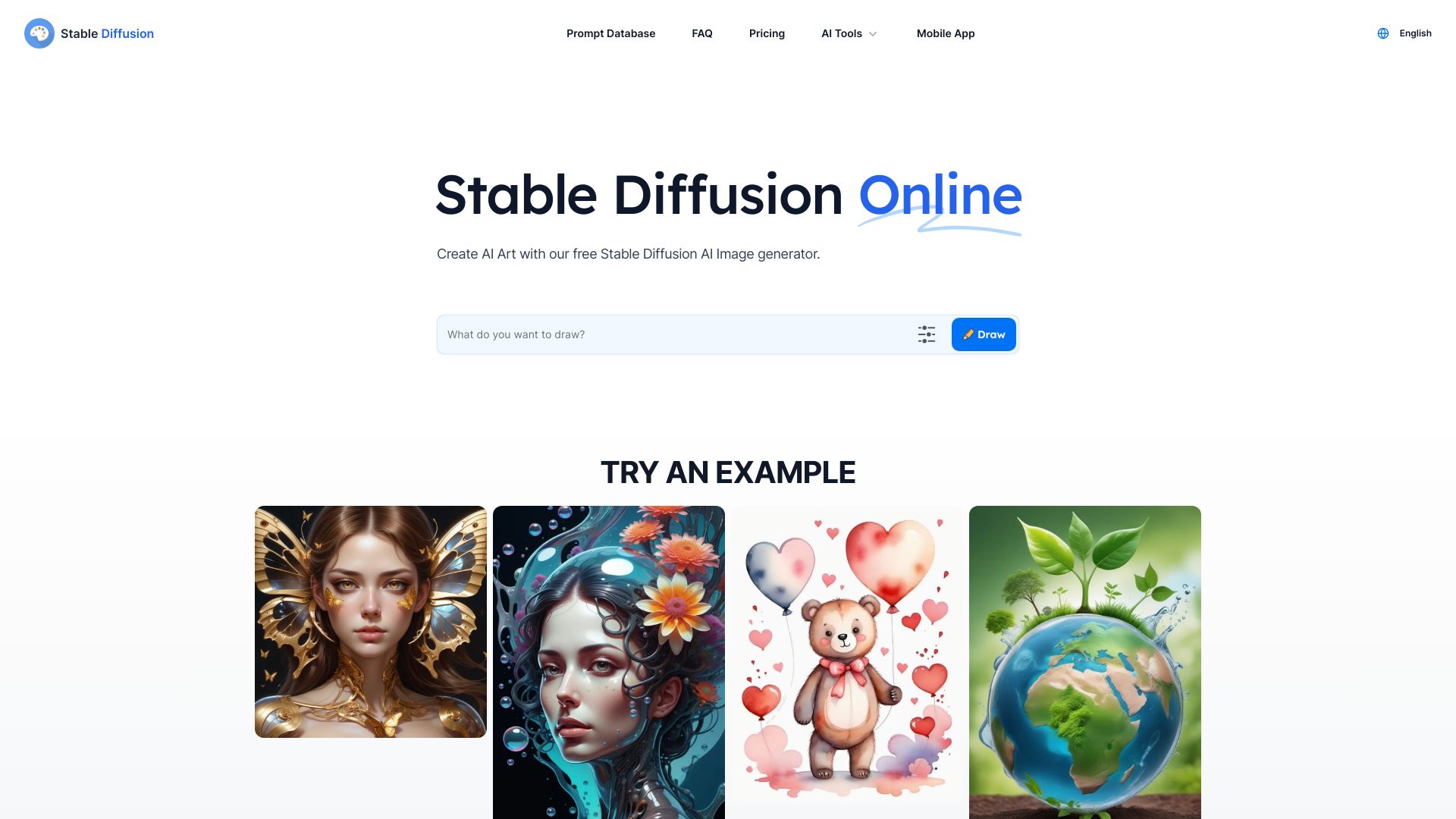 Stable Diffusion Online screenshot