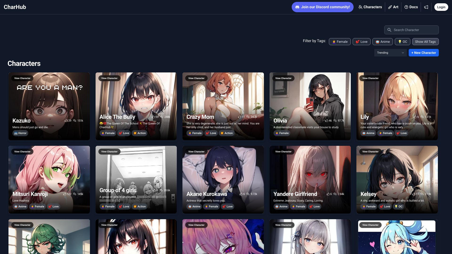 Charhub.ai screenshot