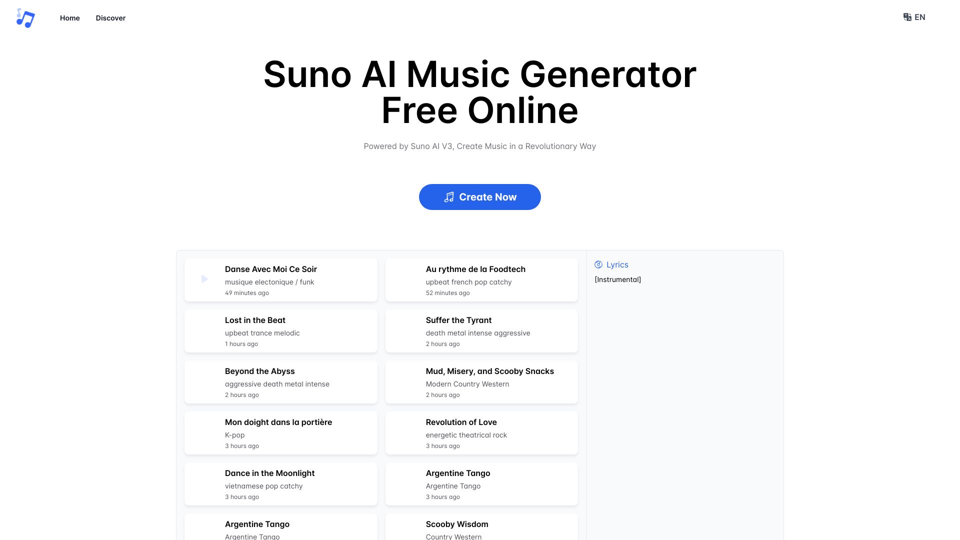 Suno AI screenshot