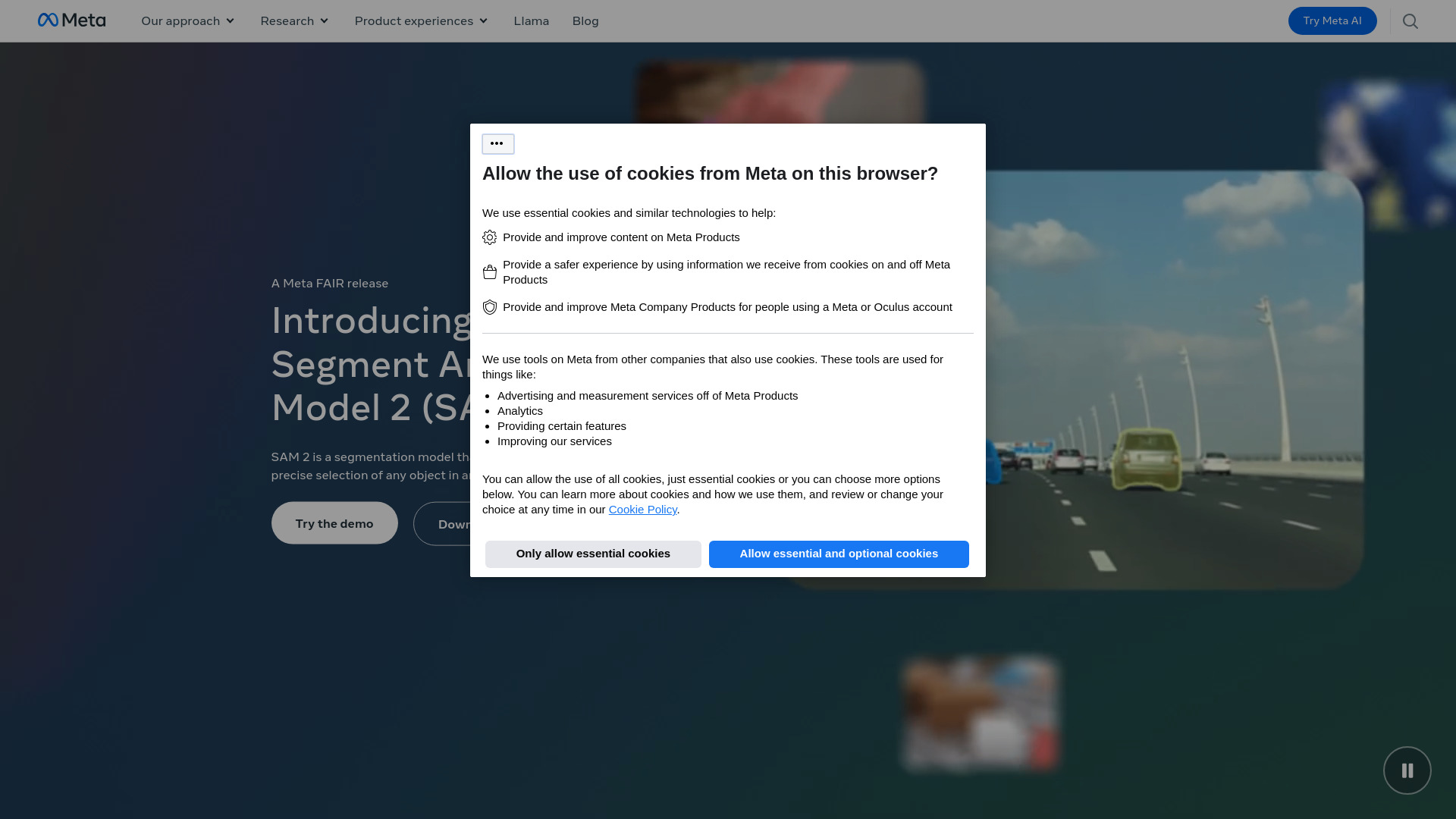 Meta Segment Anything Model 2 screenshot