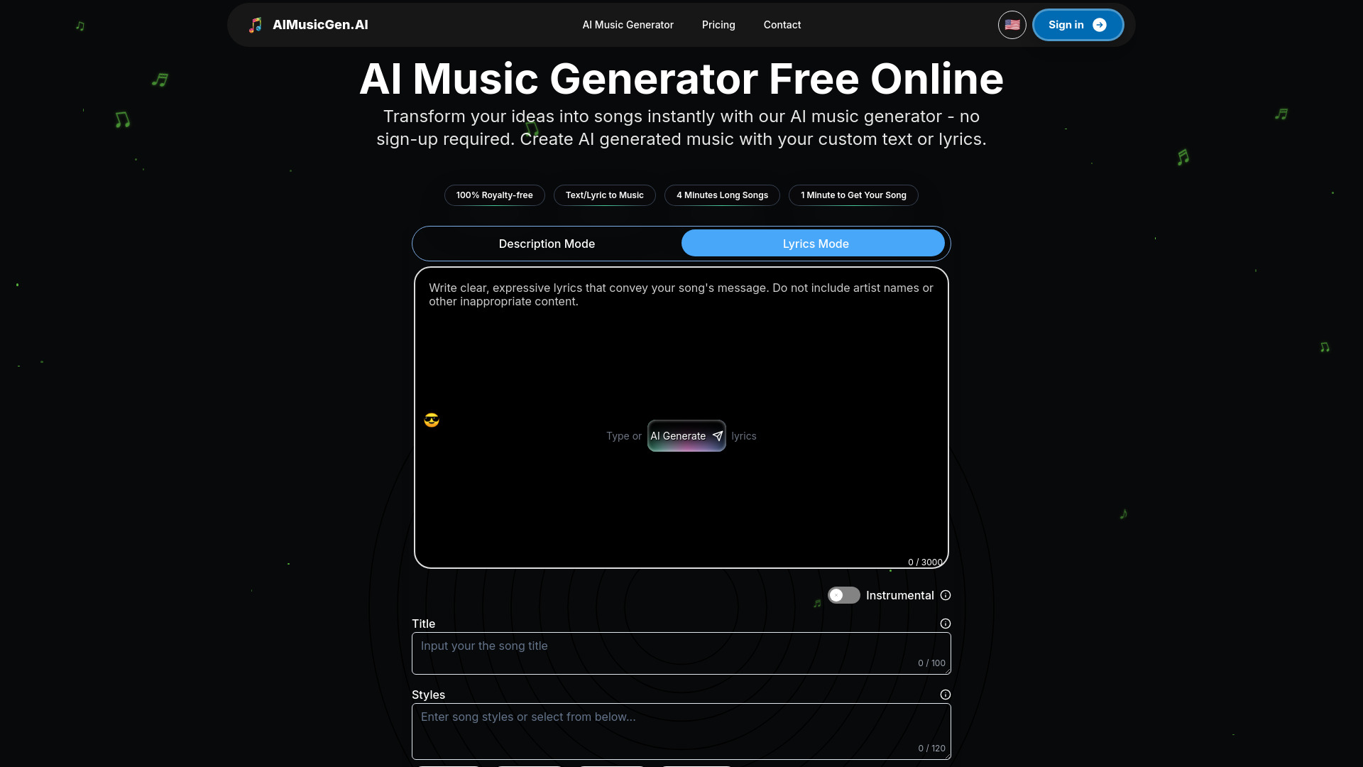 AIMusicGen.ai screenshot