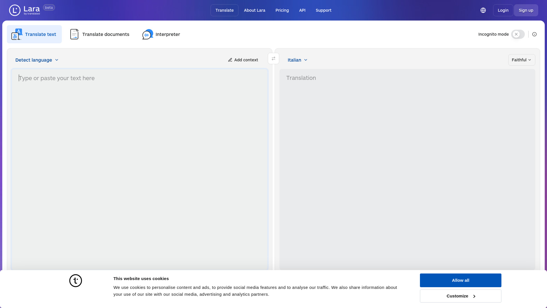 Lara Translate screenshot