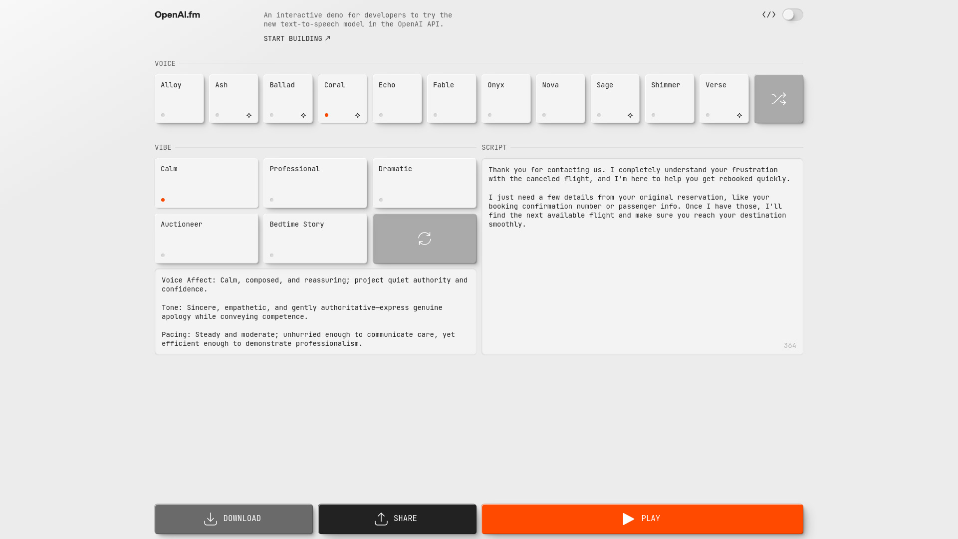 OpenAI.fm screenshot