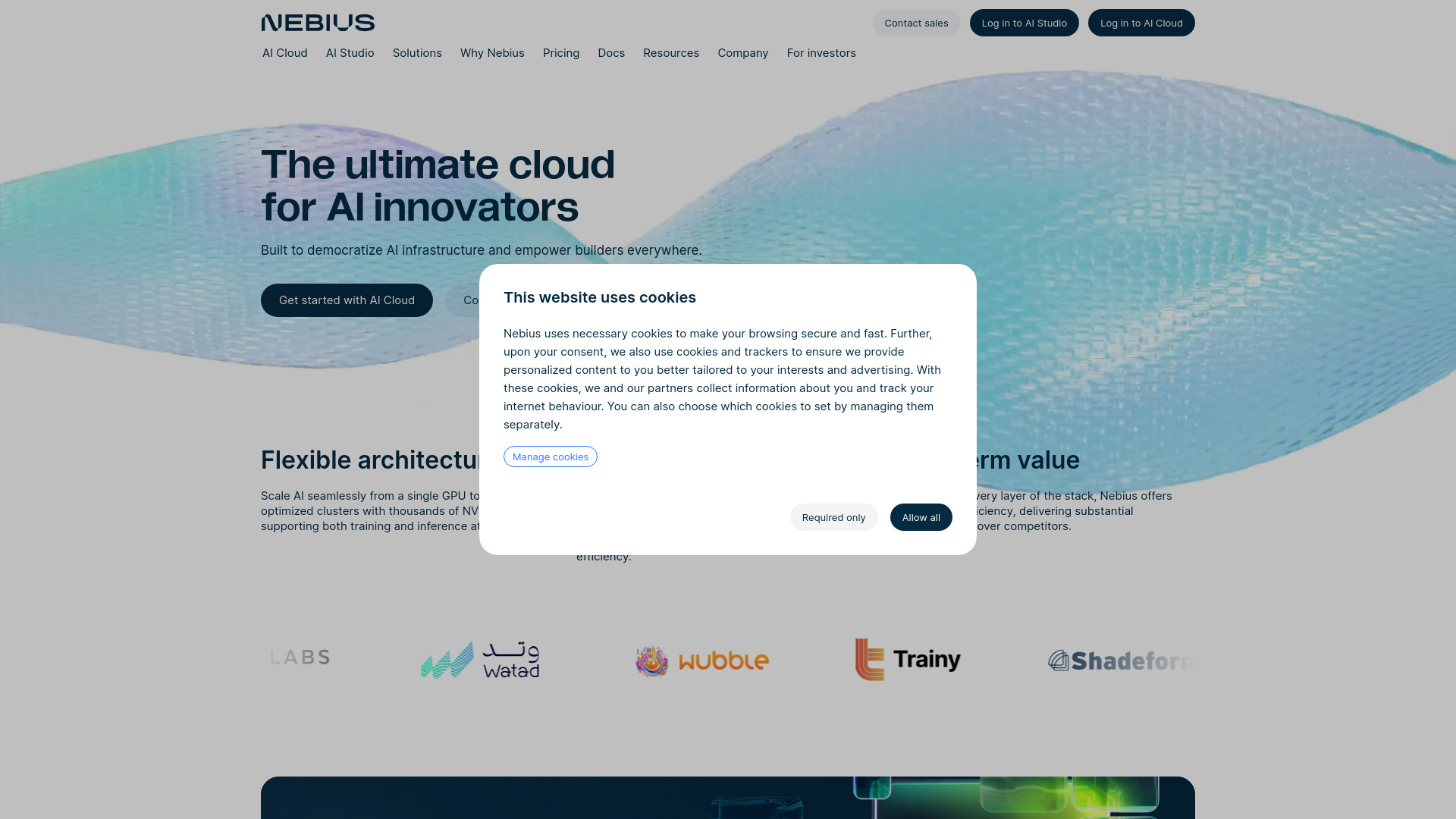 Nebius AI Cloud screenshot