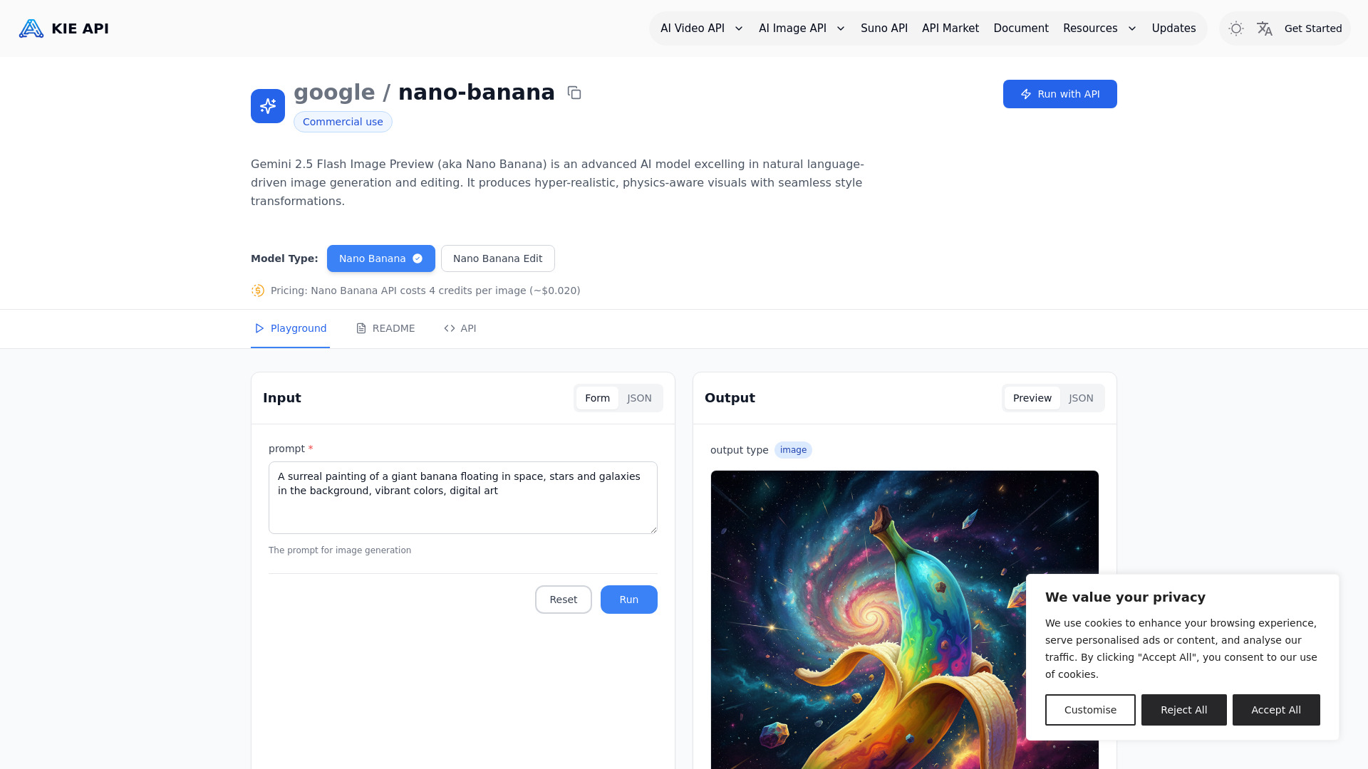 Kie.ai:Affordable and Reliable Nano Banana API for Image Generation & Editing screenshot